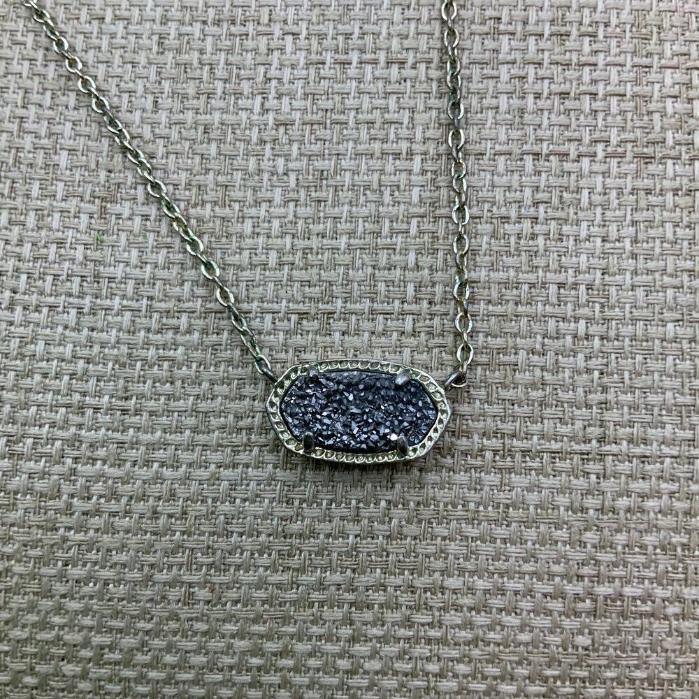 Kendra Scott Elisa Black Druzy Gold Tone Chain Necklace